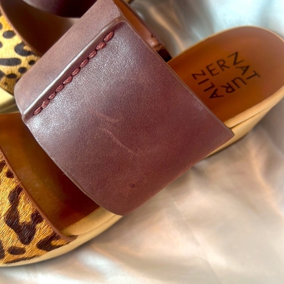 NATURALIZER Urbana Platform Wedge Brown Leather Calf Hair Cheetah Print Size 8 - Picture 9 of 11